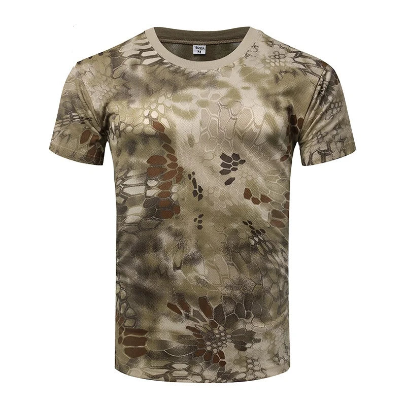 Military Army Camouflage Tactical Short Sleeve Men's  Combat T-Shirt  Kid's Tee Camo Outdoor Hiking Hunting Shirts