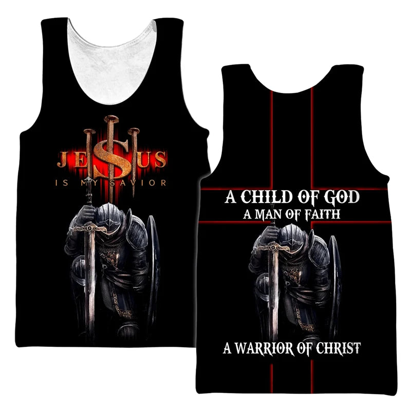 Men's Sleeveless Shirt Pattern Jesus O Neck 3D Outdoor Street Cool Design Clothing Athletic Casual Big & Tall Oversized Tank Top