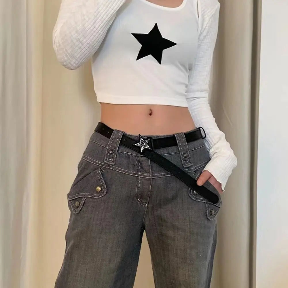 Accessories Width Waist Belt Retro Y2k Waist Strap Corset Belt Adjustable Waistband Women Waist Belt Star Buckle Belt