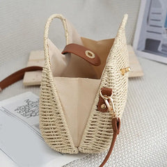 Bohemian Beach Bag For Women Vintage Woven Straw Tote, Summer Crossbody Sling & Shoulder Bag, Boho Seaside Vacation Purse