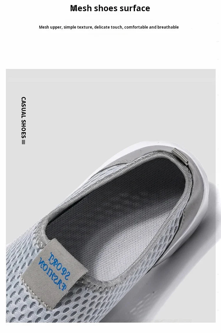 Men's Casual Sports Shoes Lightweight and Large-sized with A Round Toe Color-blocked Mesh Breathable Soft Sole Wearable Style