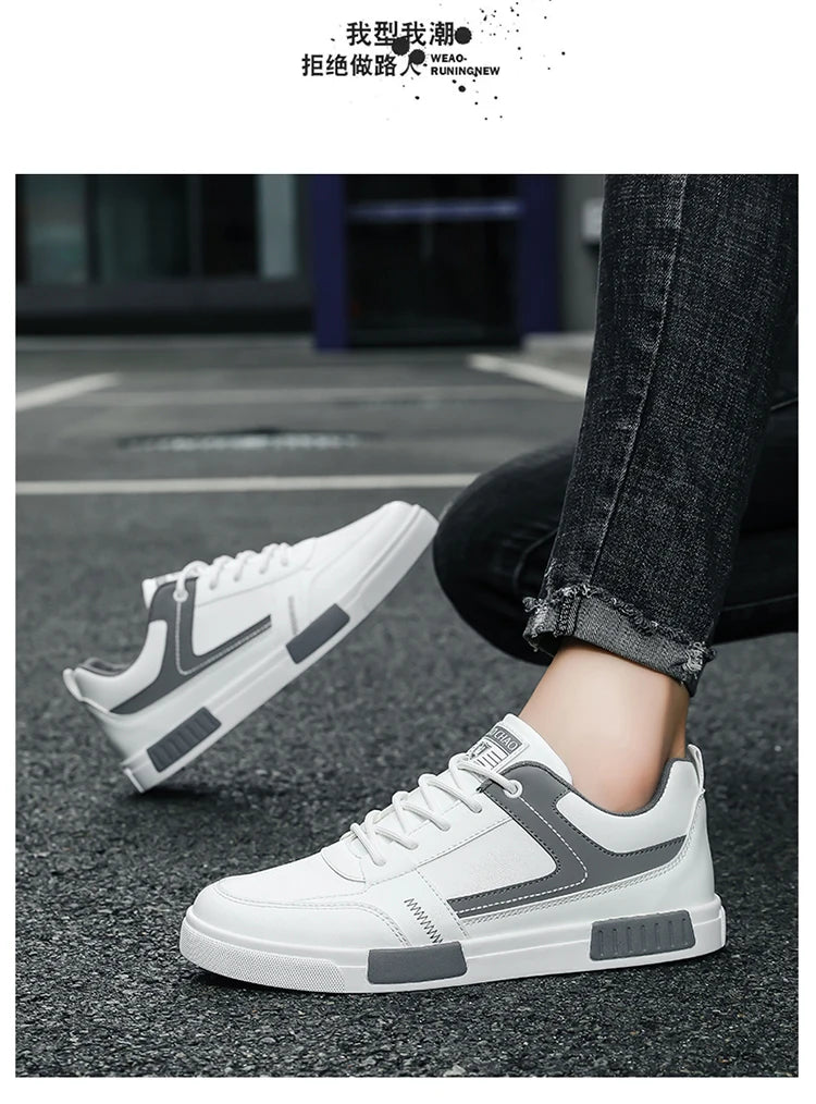 Men's shoes autumn new student board shoes leather surface fashionable sports and leisure shoes outdoor walking shoes large size