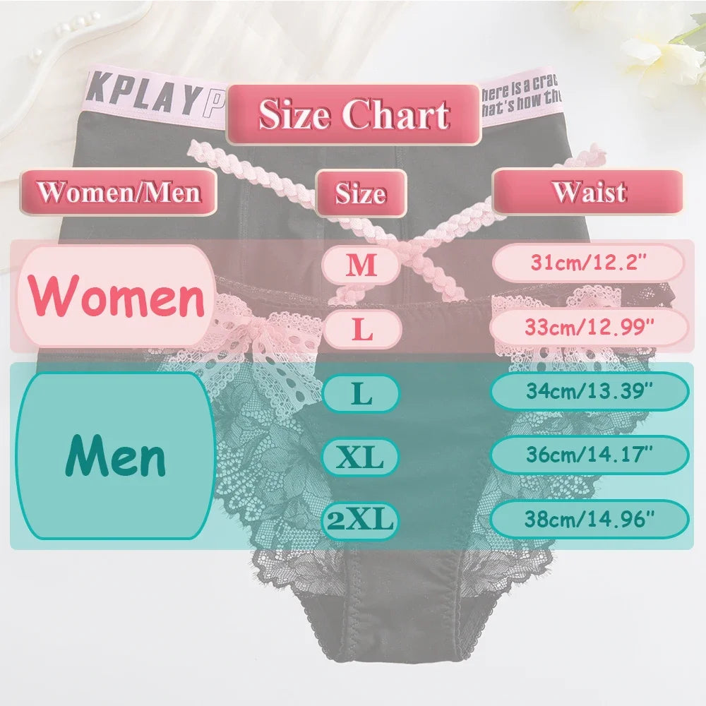 Sexy Men's and Women Underwear Couple Panties Cute Lolita Bow Lace Panties Women Briefs Male Comfort Boxers Cozy Lovers Panties