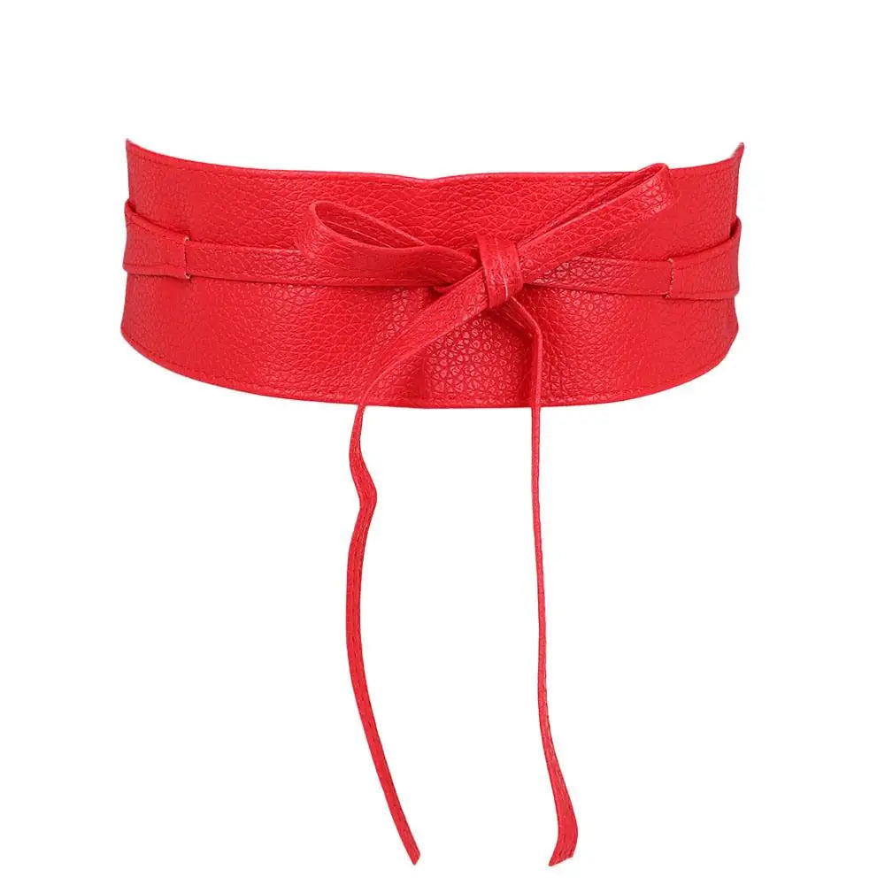 Dress Accessories for Female Soft Leather Dress Belt Elegant Bow Belt Ladies  Girls Belt Wide Self Tie Wrap Around Waist Band
