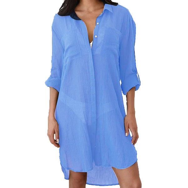 Strandkleid Damen Bikini-Tasche Badeanzug-Überwurf T-Shirt mit Cut-Outs Weißer Badeanzug-Überwurf Tuniken Strandbekleidung Morgenmantel