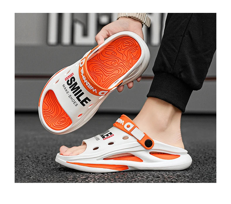 2024 Men's Outdoor Sandals Slippers Beach Comfortable Soft Sole Slide Clogs Casual Shoes Men Women Beach Sandals Big Size 46 47