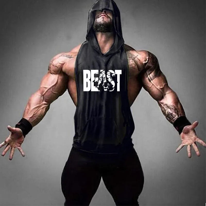 Bodybuilding Tank Tops Men Gym Fitness Cotton Hooded Vest Sleeveless Shirt Workout Hoodie Summer Casual Fashion Singlet Clothing