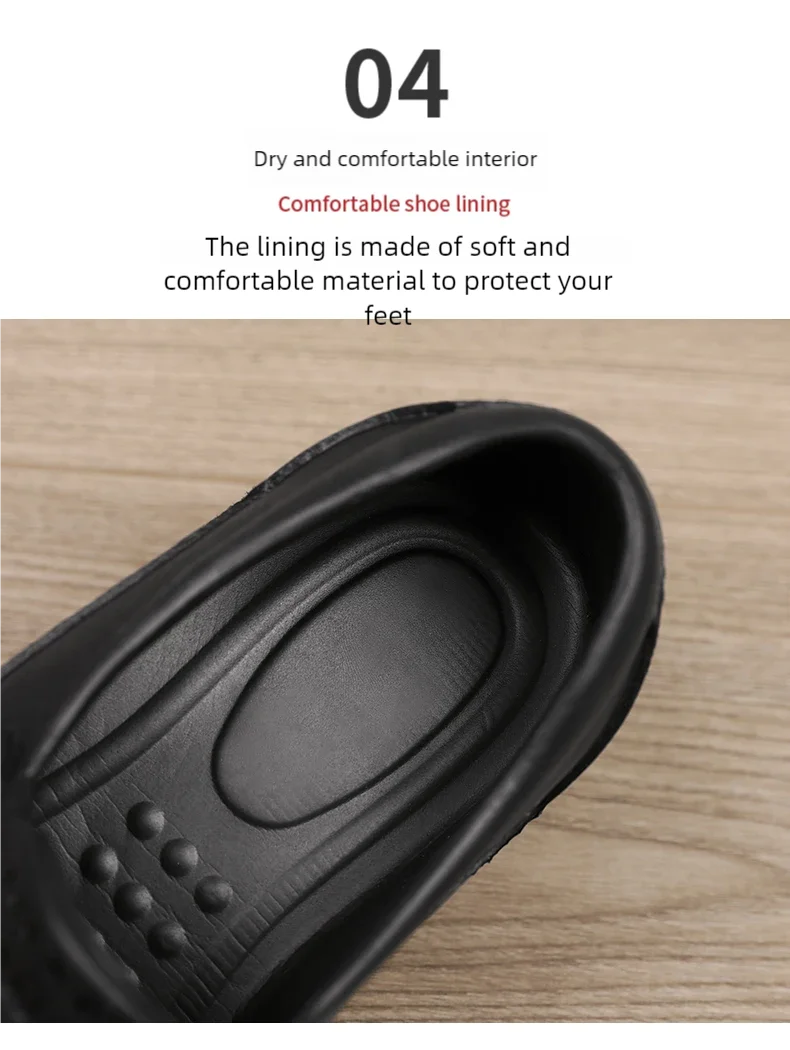 Men's new chef shoes fashion breathable waterproof anti slip four season hotel kitchen work comfortable soft soled walking shoes