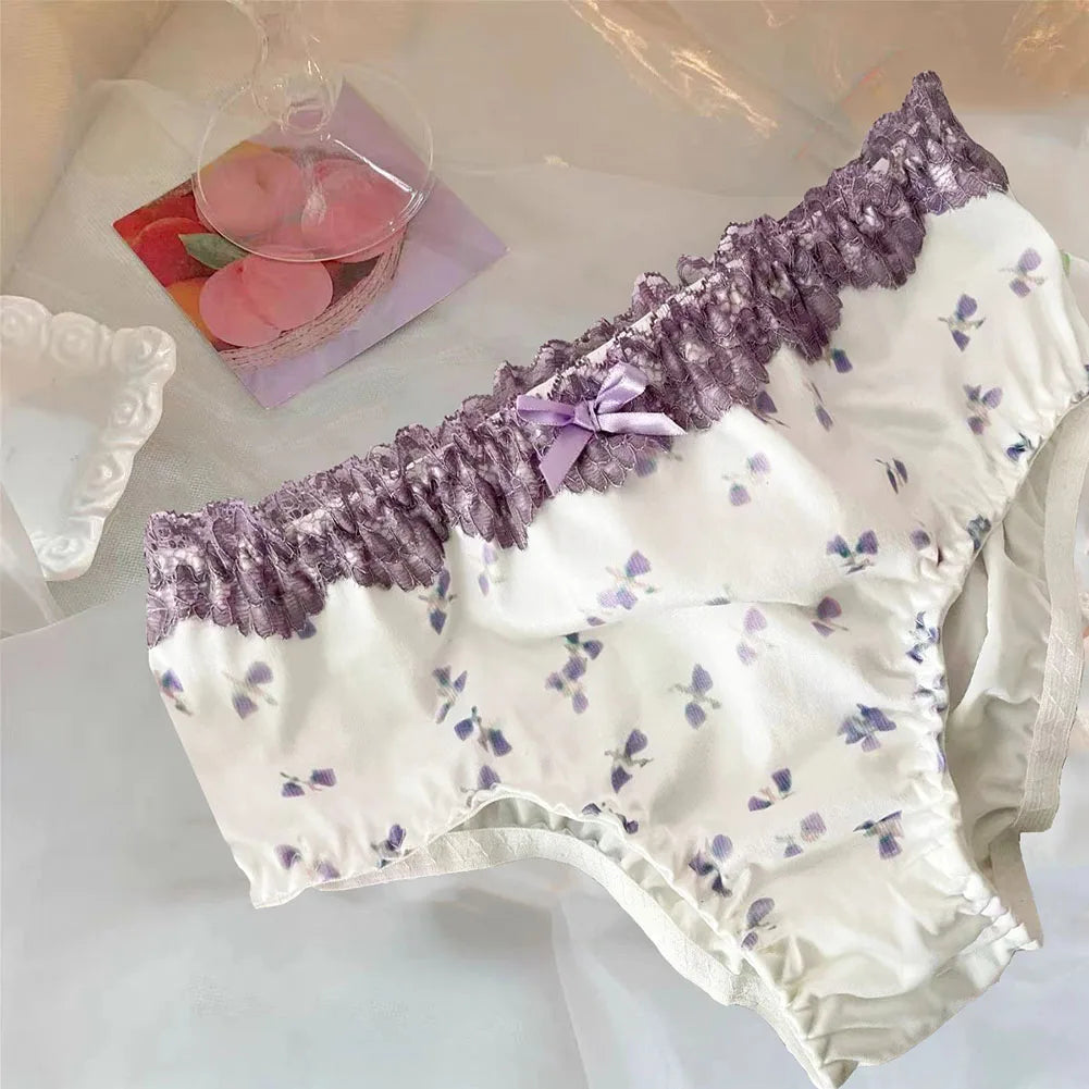 Underwear Female Sexy Lace Flower Thin Japanese Low-Waist Triangle Shorts Girls Panties Women G-strings Thongs Intimates