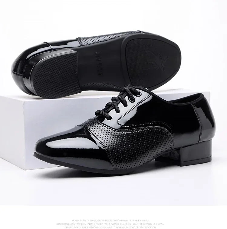 Modern Dance Shoes For Men Soft Performance Leather Breathable Social Latin Dance Square Formal Dress Jazz Dance Shoes Sneakers