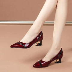 zapatos de mujer women cute pointed toe spring slip on square heel shoes for office lady classic hotel career pumps sapatos a327