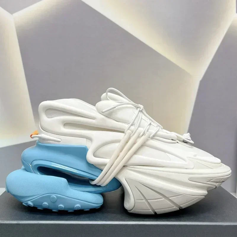 2025 Trendy Men Sports Shoes Platform Sneakers Lace Up Gradient Colors Running Casual Walking Shoes Women Flats Loafers