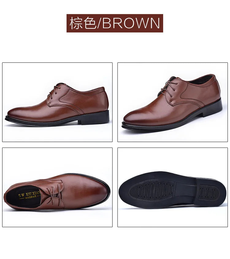 Men Dressing Shoes Formal for Men's Casual Shoe Leather Social Wedding Designer Pointed Toe Black Office Winter Shoes Brand 2024