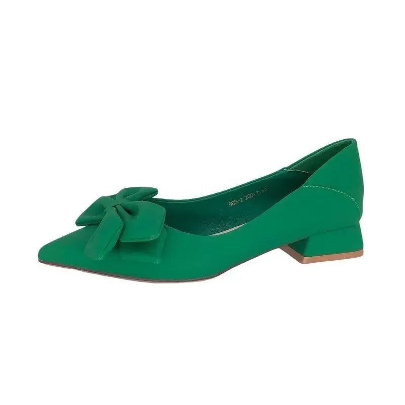 Shoes for Women Low Heel Elegant Woman Pumps Pointed Toe With Bow Fashion Summer 2024 Footwear Discount Shoe Slip On Wholesale