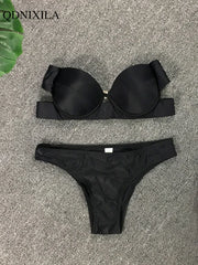 2025 Woman Separate Swimsuit Beach Outfits High Waist Sexy Bikini Set 2 Pieces Plus Size Bathing Suit Feminine Women's Swimwear