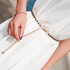 Damen-Kleideraccessoires Taillenkette Metallkette massive Perle Vielseitige Bekleidungsaccessoires Dünne Perlen-Taillengürtel