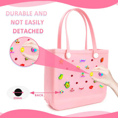 18pcs Lovely Bogg Bags Accessories Rubber Summer Decoration Women Beach Bag Tote Handbag Random Pairing Decorative Buckles Inser