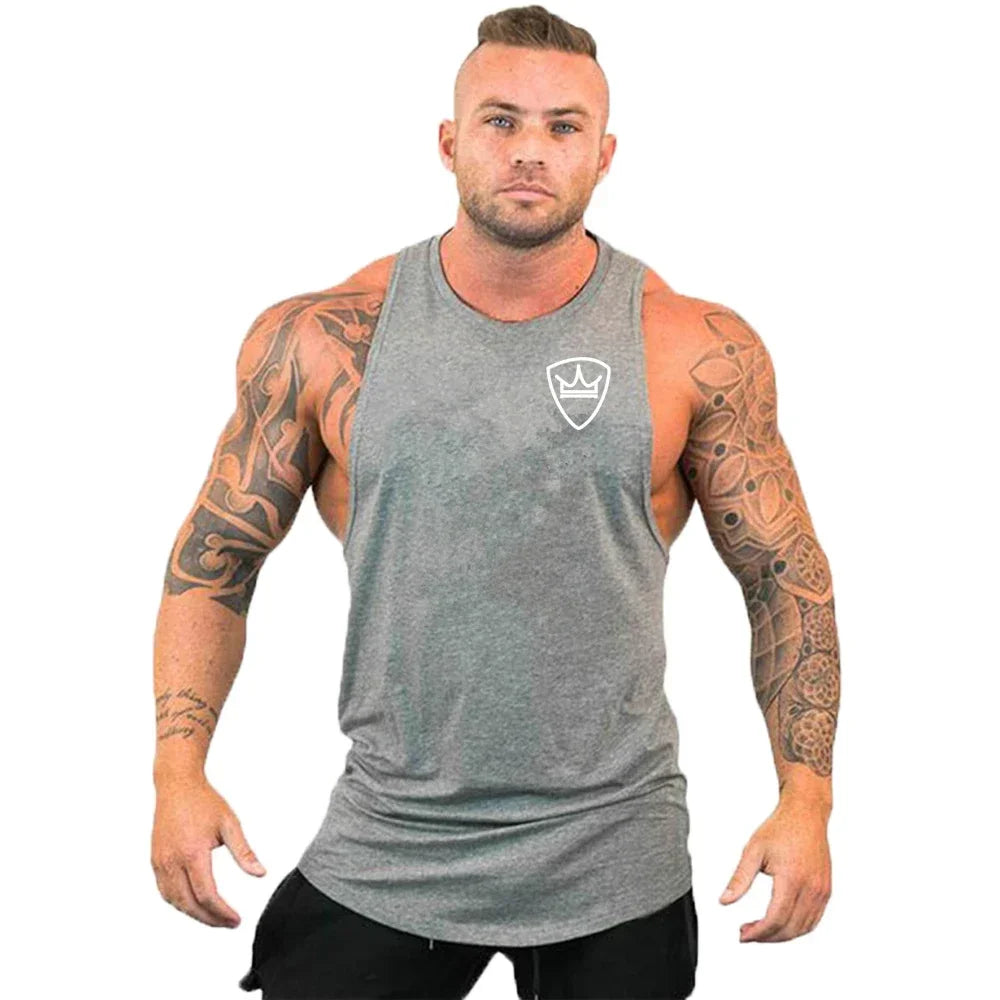 Men Bodybuilding Clothing Cotton Sleeveless Shirt Brand Gym Stringer Tank Top Man Fitness Vest Singlet Sportwear Workout Tanktop