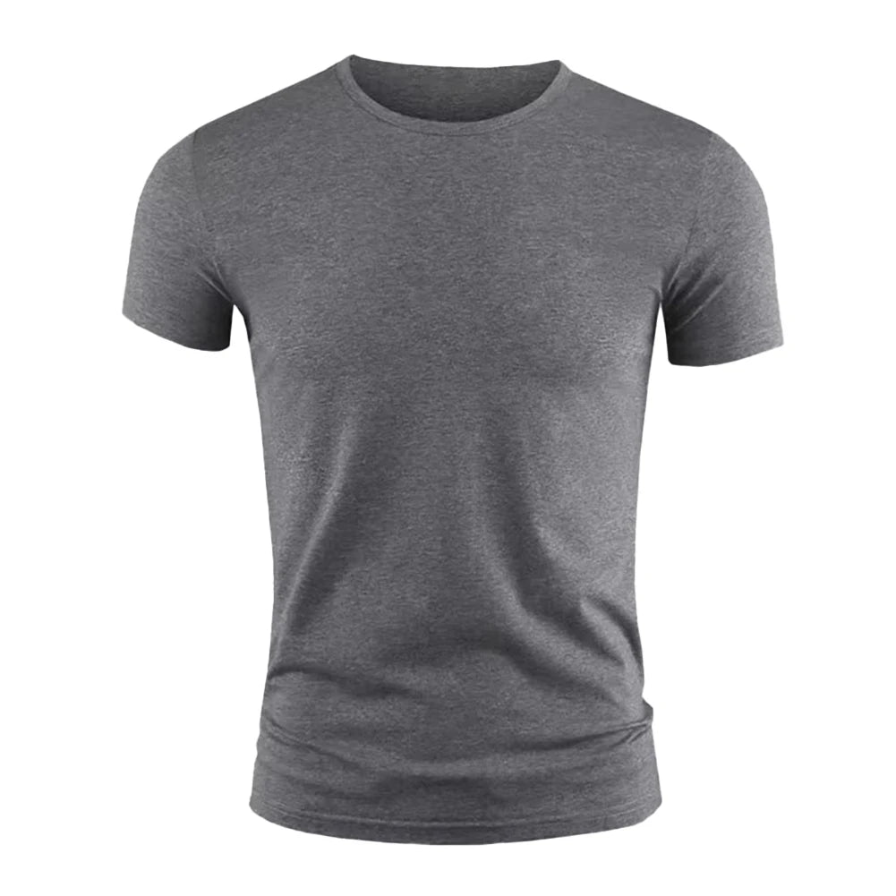 Summer Men's Short Sleeve T-Shirt Basic Plain Casual Gym Muscle Crew Neck T-shirts Slim Fit Tops Tee Clothing For Man