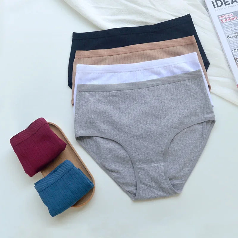 Women High Waisted Underwear Pure Cotton Solid Plus Size Breathable Women's Triangle Abdominal Underwear