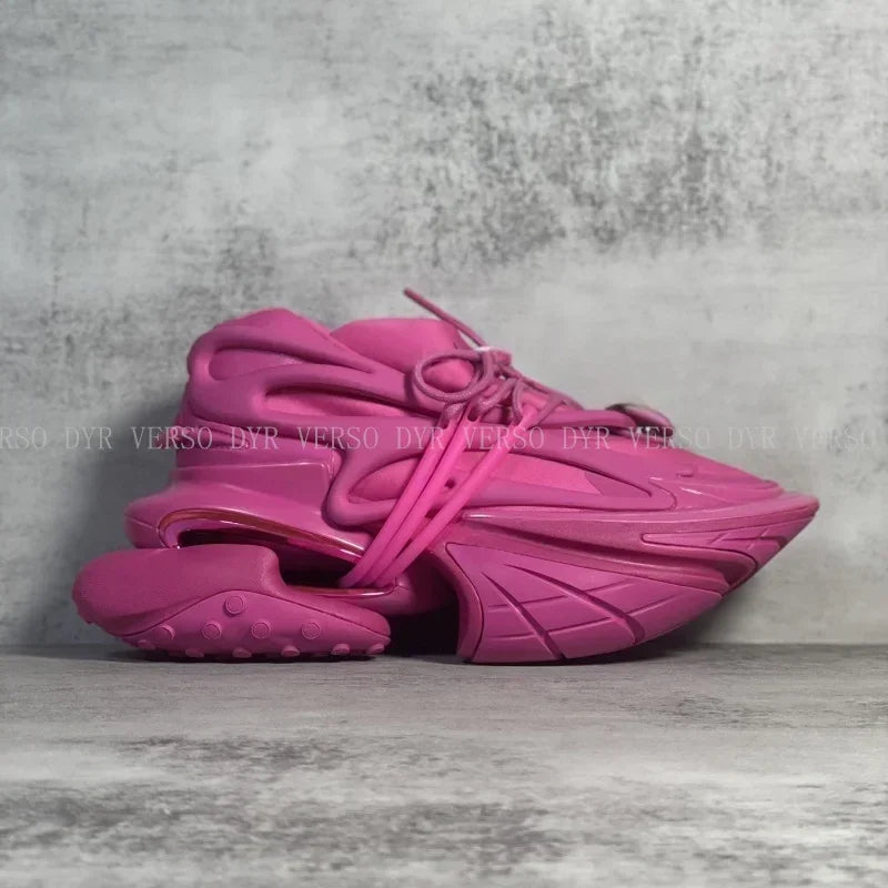 2025 Trendy Men Sports Shoes Platform Sneakers Lace Up Gradient Colors Running Casual Walking Shoes Women Flats Loafers