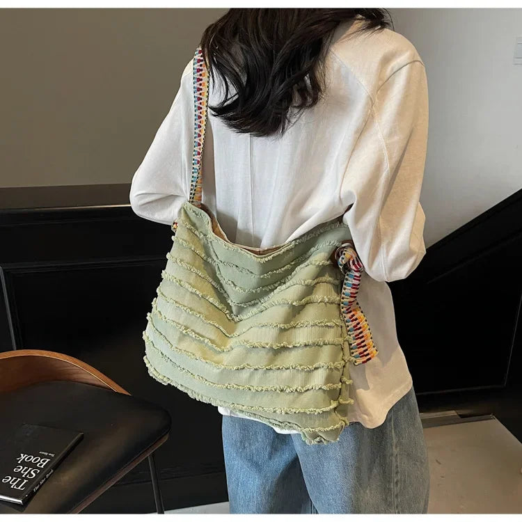 2025 Women Boho Straw Tote Bag Stylish Beach Shoulder Purse Spacious Woven Crossbody