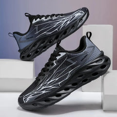 Men's Sports Shoes Thick-soled Air-cushioned Shock-absorbing Simple Lightning-shaped Line Fashionable Design Running Shoes