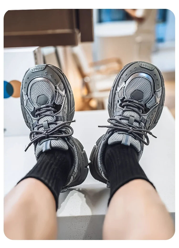 Men's Shoes Spring Leisure Breathable Men's Lightweight Thick Sole Increase Trendy Sneaker New Running Sneakers Versatile