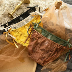 Women's Lace Bow Panties Comfort Hollow Out Briefs Heart Underwear Woman Sexy Pantys Intimates Underpants M L XL