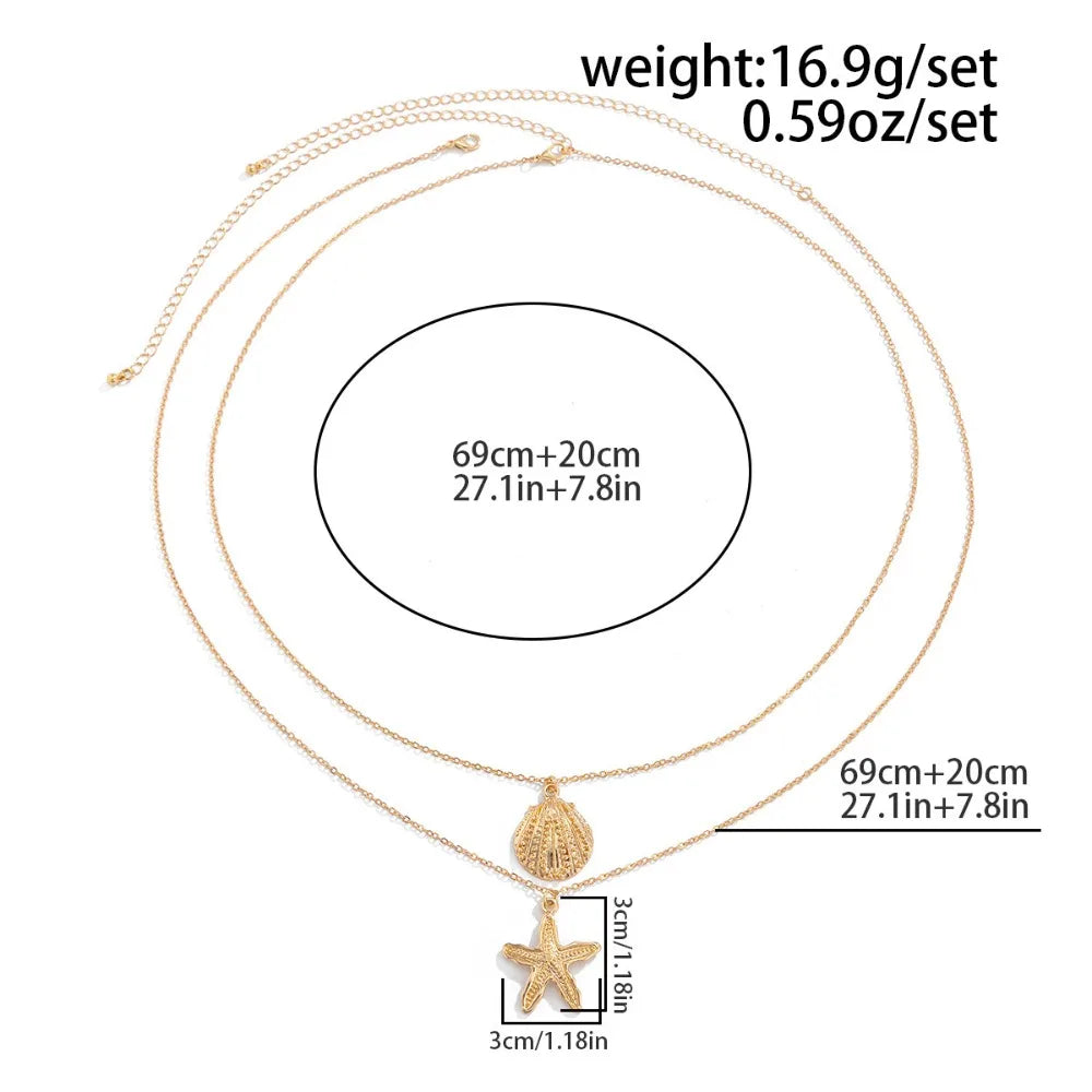 Bohemian Summer Beach Shell Waist Link Imitation Pearl Sea Star Conch Pendant Body Chain for Women Fashion Jewelry Accessories