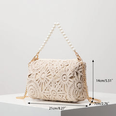 Boho Beach Bags for Women，Pearl Bag，Wicker Bag，Premiun Style Tote Bags for Ladies，Vacaition Outfits Women，Travel Must Haves