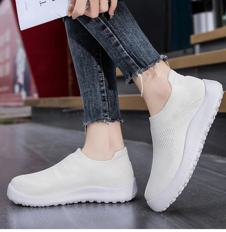 Women's Sports Shoes Mix Color Woman Shoes With Mesh Sneakers Women Casual Zapatillas De Mujer  Slip-on Footwear Tennis Female