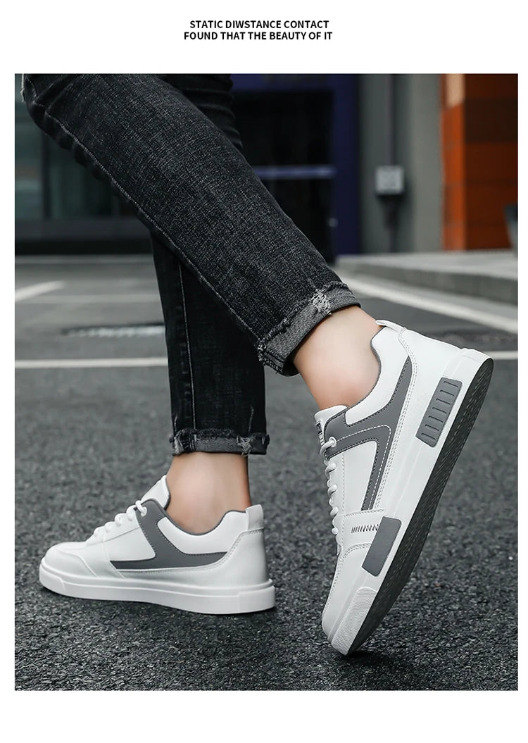 Men's shoes autumn new student board shoes leather surface fashionable sports and leisure shoes outdoor walking shoes large size