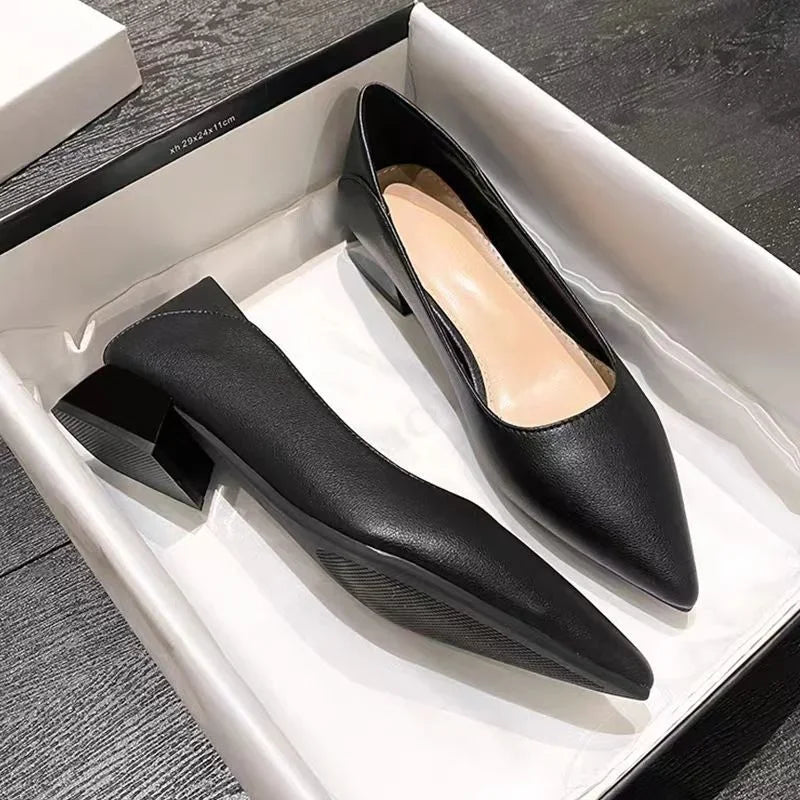 Shoes for Women Low Heel Elegant Woman Pumps Pointed Toe With Bow Fashion Summer 2024 Footwear Discount Shoe Slip On Wholesale