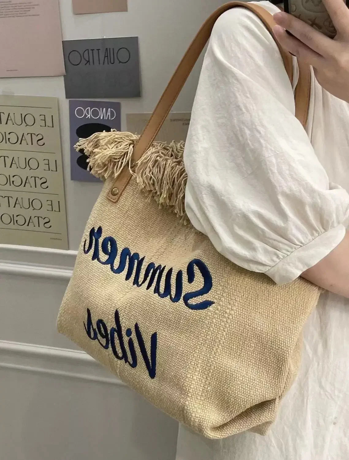 Canvas Women Handbags Large Tote Beach Bag Shopping Bags Underarm Shoulder Bag For Female Casual Top-Handle Bags