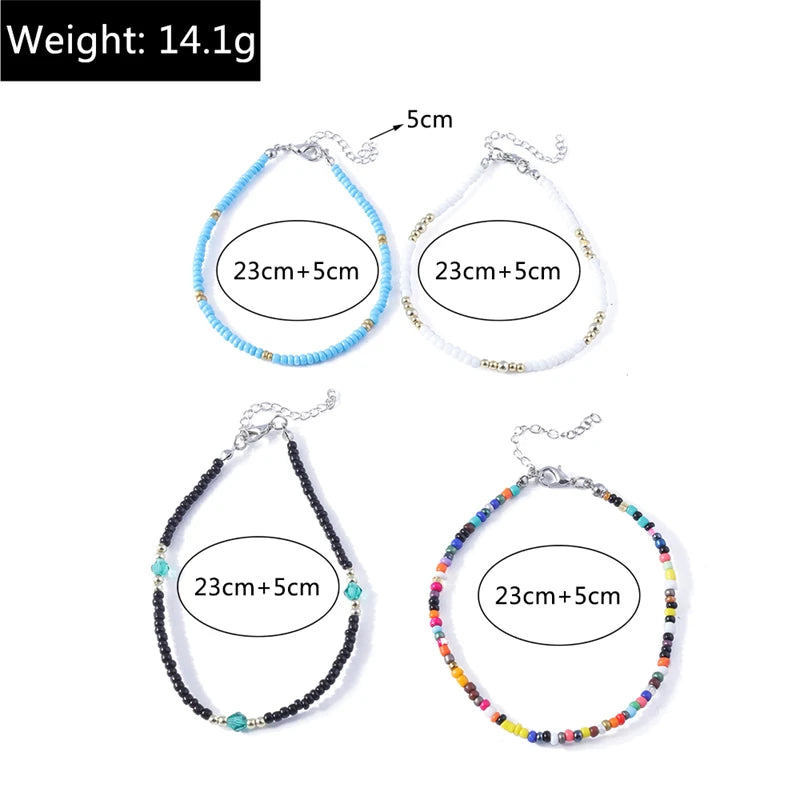 Bohemian Colorful Handmade Beads Anklets for Women Summer Beach Ankle Bracelet Foot Leg Chain Female Girls Jewelry Accessories