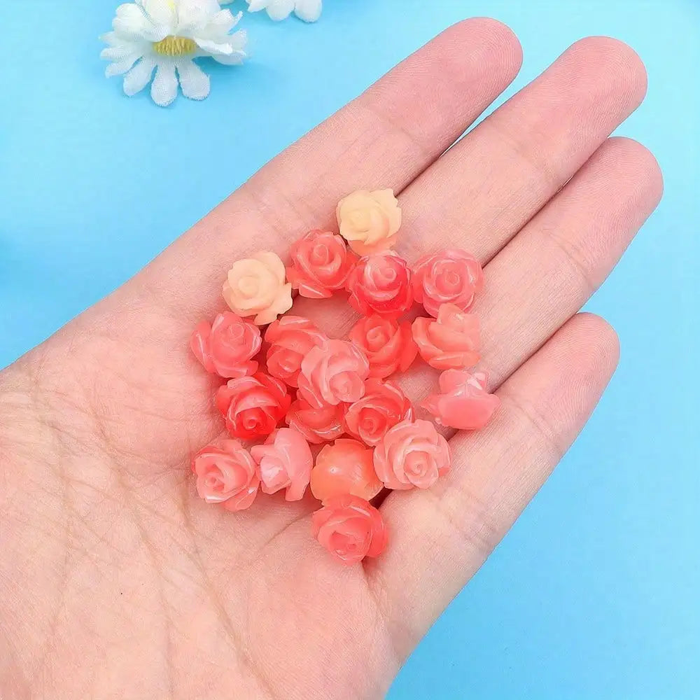 5/11/21pcs Rose Decorative Beads, Summer Beach Vacation Women's Fashion Accessories Decorative Accessories, DIY Party Gift Beads