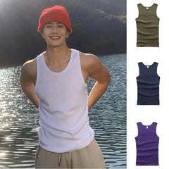 Casual Men's Tank Top Gym Clothing Man Sleeveless Shirt Summer Bodybuilding Vest Gym Fitness Muscle Singlet Clothes T-shirt Hot