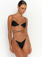 Sexy Bikini Micro Thong Swimwear Women Sexy Swimsuit Push Up Biquini Brazilian Soild Bathing Suit Patchwork Beachwear