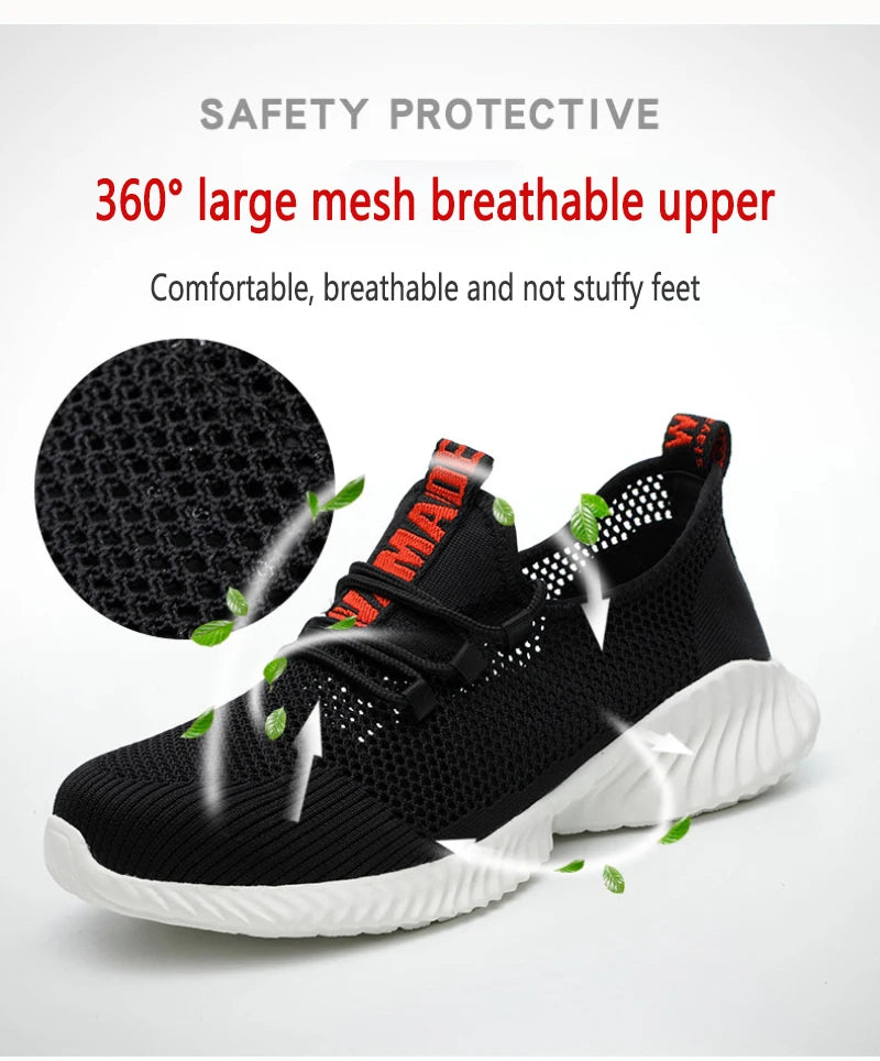 Lightweight Comfort Safety Shoes For Men Women Work Shoes Sneakers Steel Toe Shoes Puncture-Proof Breathable Protective Shoes