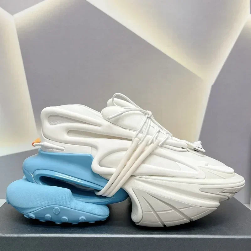 2025 Trendy Men Sports Shoes Platform Sneakers Lace Up Gradient Colors Running Casual Walking Shoes Women Flats Loafers