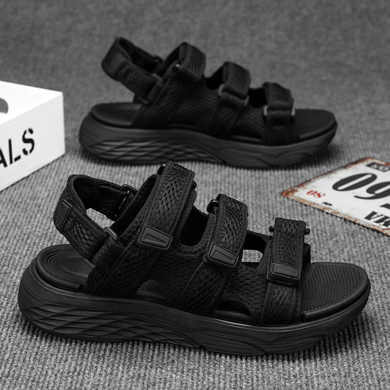 Sandals and casual shoes for men in summer, classic black breathable comfortable thick sole hot selling and explosive thick sole