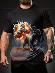 White funny men's T-shirt cartoon 3D printing summer casual short sleeved pullover fashionable T-shirt outdoor men's clothing