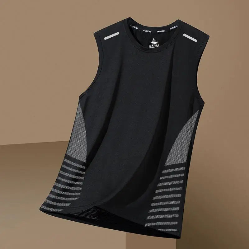 Summer men's quick drying breathable vest sports fitness base shirt wide shoulder training sleeveless Sweatwicking T-shirt top