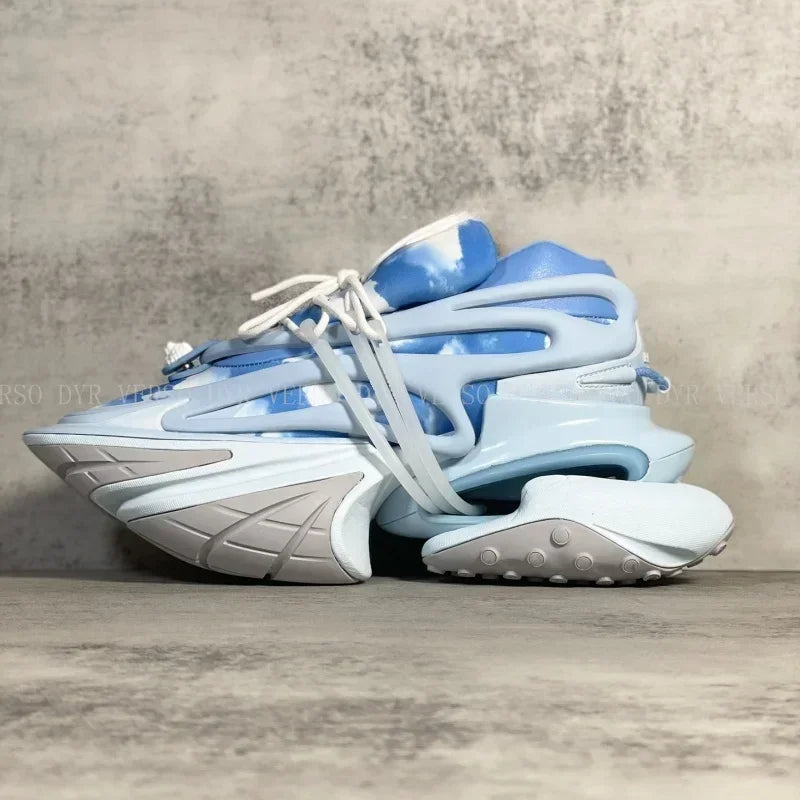 2025 Trendy Men Sports Shoes Platform Sneakers Lace Up Gradient Colors Running Casual Walking Shoes Women Flats Loafers