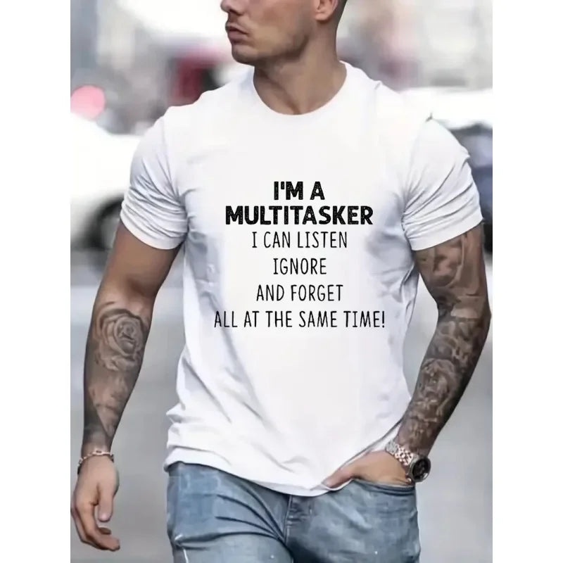 Men's Tops New Style Letter Print Fashion Casual Short-sleeved T-shirt Streetwear  Men Clothing  Graphic T Shirts  Harajuku