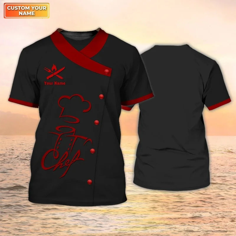 Chef Uniform Pattern T Shirt For Men Customized Name 3D Printed Tees Harajuku Short Sleeve Baggy Street Tops Cool T-shirts