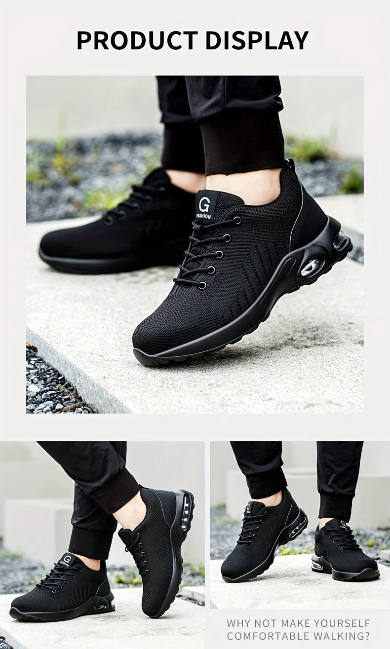 Mens Safety Work Shoes Steel Toe Outdoor Protective Boots Wear-Resisting Lightweight Unisex Sneakers Womens Shoes Size 36-46