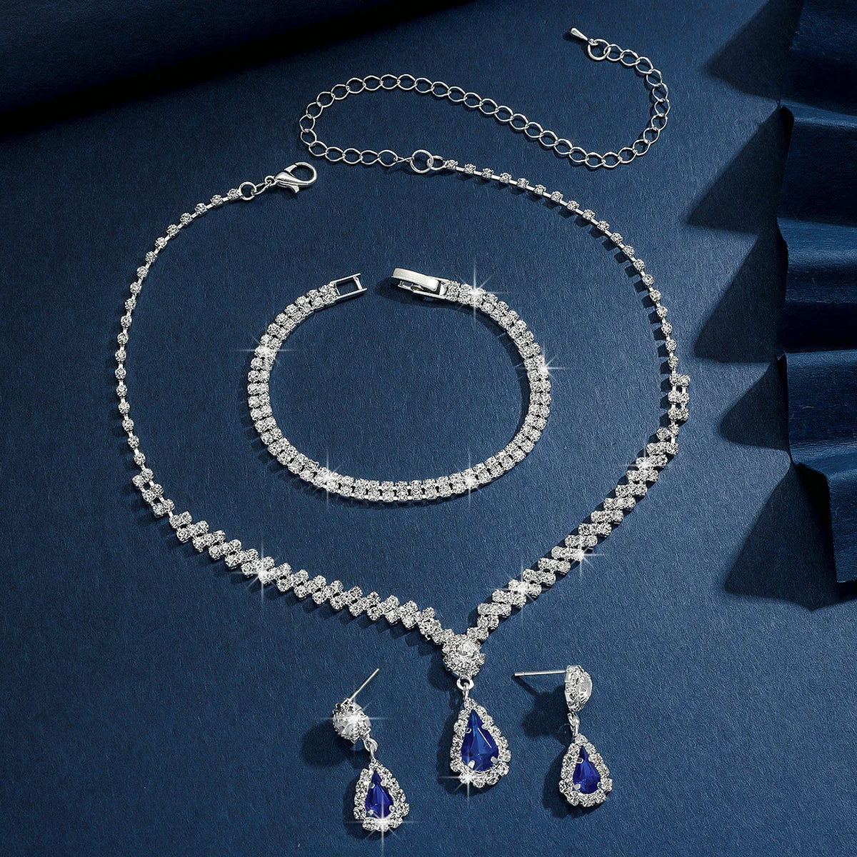 4 Pieces Of Women's Wedding Accessories, Earrings, Necklaces, Bracelets, Bridal Jewelry Sets, Banquet And Party Accessories-8071