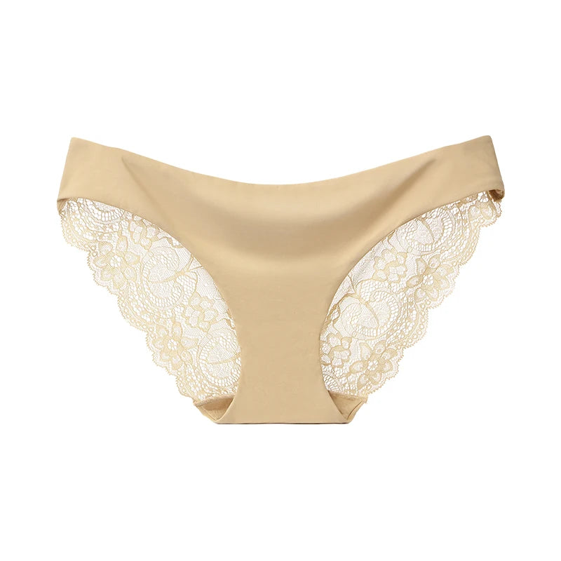 Women's Invisible Underwear Spandex Crotch Intimate Women Sexy Lace Panties Ladies Seamless Pantys Underpants Plus Size Lingerie
